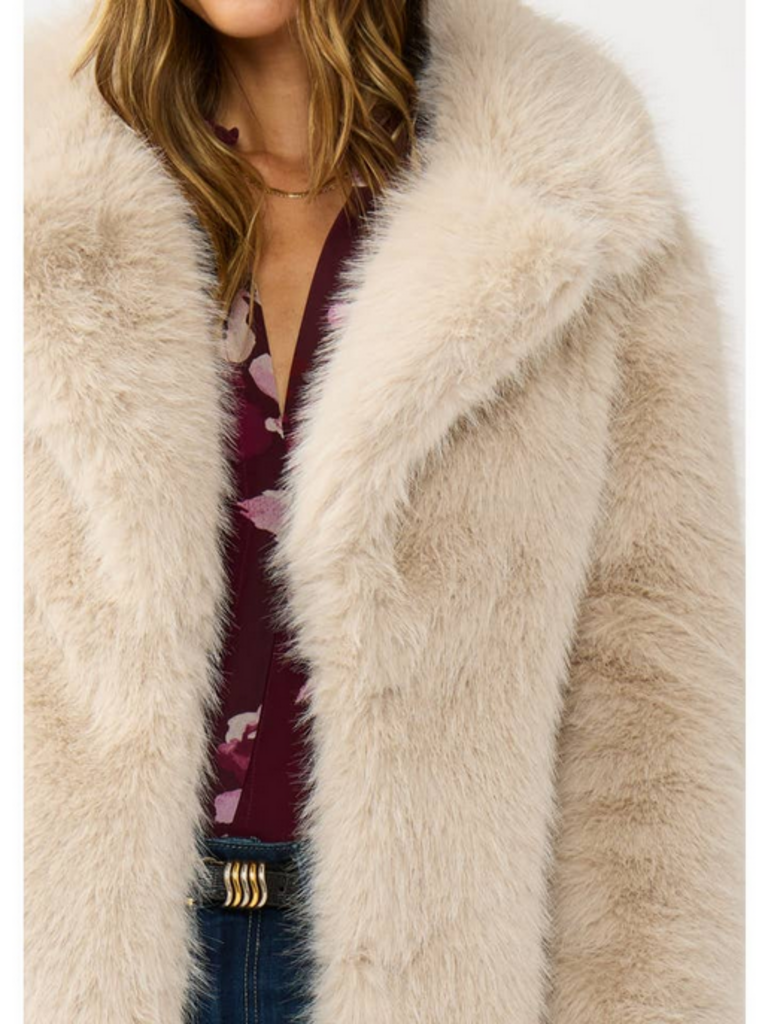 Love Stitch Plush Longline Faux Fur Coat
