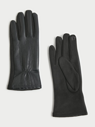 Look By M Pinched Seam Faux Leather Gloves Look By M Pinched Seam Faux Leather Gloves
