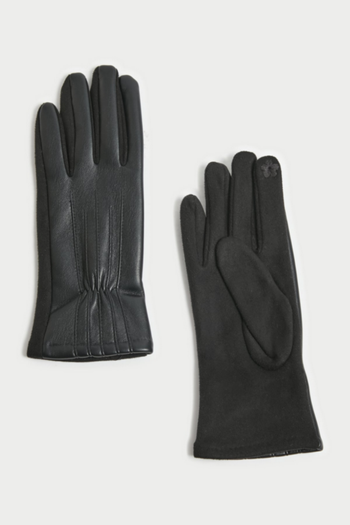 Look By M Pinched Seam Faux Leather Gloves