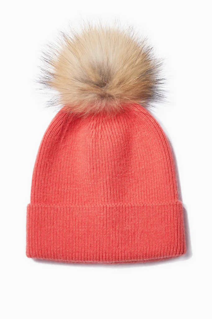 Look By M Basic Rib Knit Pom Pom Hat