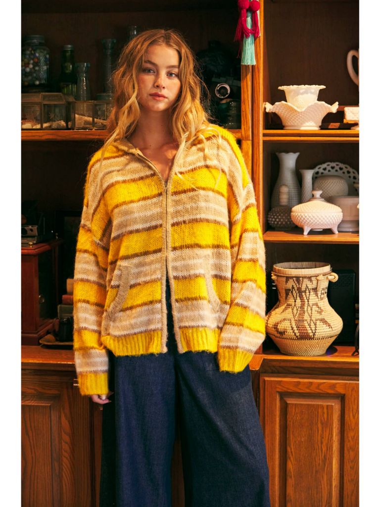 Mustard Seed Sweater Hood Zip Up Jacket
