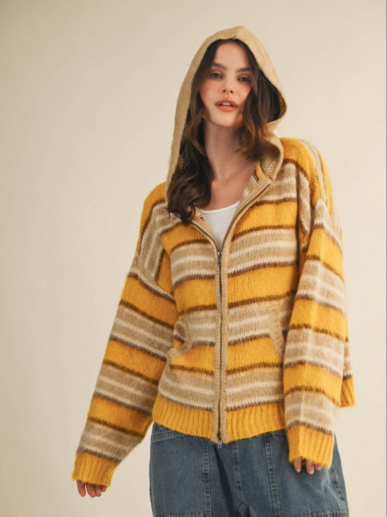Mustard Seed Sweater Hood Zip Up Jacket