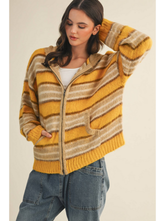 Mustard Seed Sweater Hood Zip Up Jacket Mustard Seed Sweater Hood Zip Up Jacket