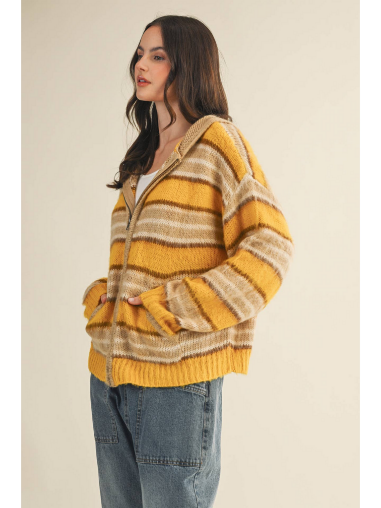 Mustard Seed Sweater Hood Zip Up Jacket