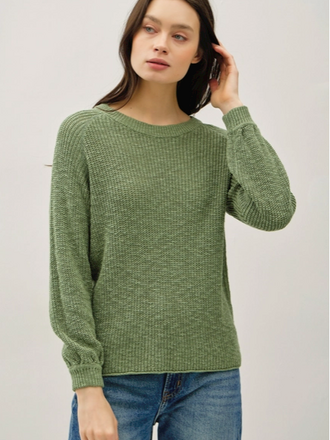 Be Cool Chunky Knit Sweater Top with Balloon Sleeves Be Cool Chunky Knit Sweater Top with Balloon Sleeves