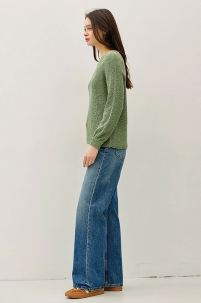 Be Cool Chunky Knit Sweater Top with Balloon Sleeves