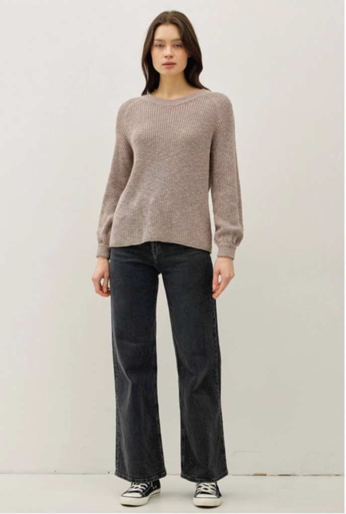 Be Cool Chunky Knit Sweater Top with Balloon Sleeves