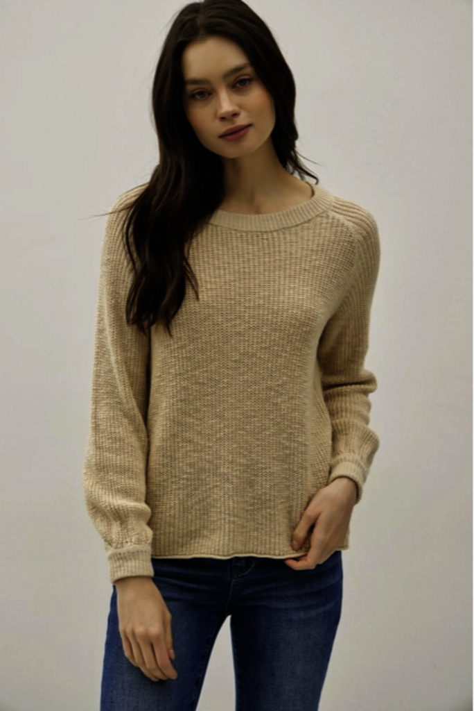 Be Cool Chunky Knit Sweater Top with Balloon Sleeves