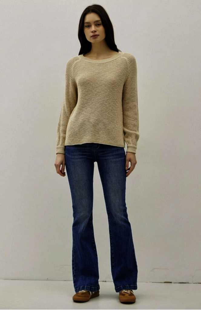 Be Cool Chunky Knit Sweater Top with Balloon Sleeves