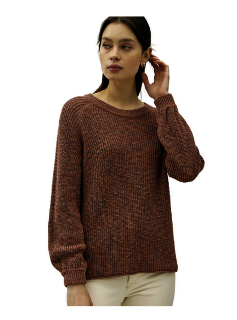 Be Cool Chunky Knit Sweater Top with Balloon Sleeves