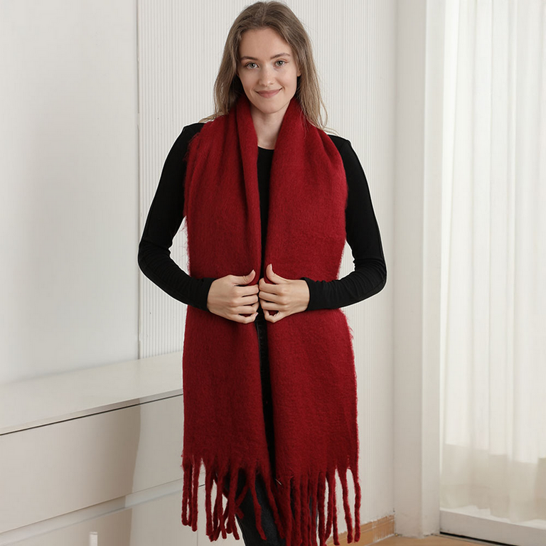 Blue Suede Solid Oblong Grunge Scarf