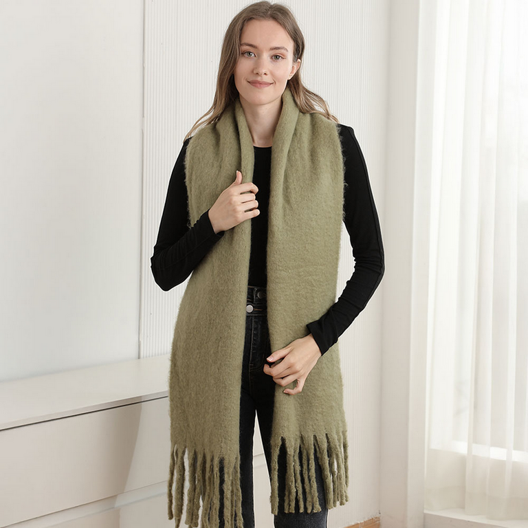 Blue Suede Solid Oblong Grunge Scarf