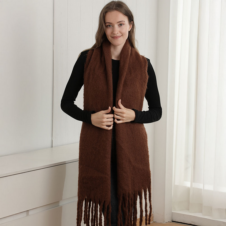 Blue Suede Solid Oblong Grunge Scarf