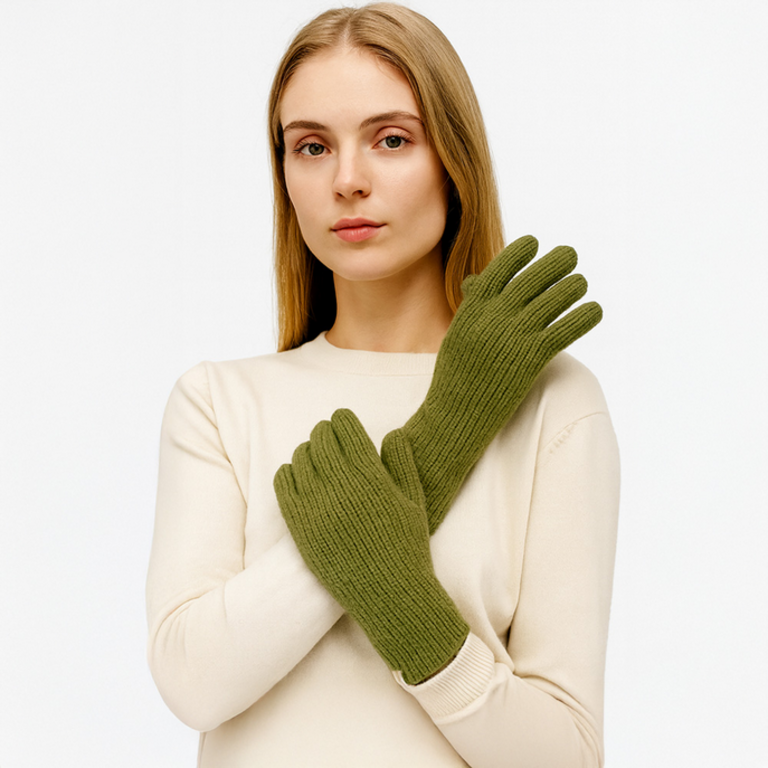 Blue Suede Knit Gloves