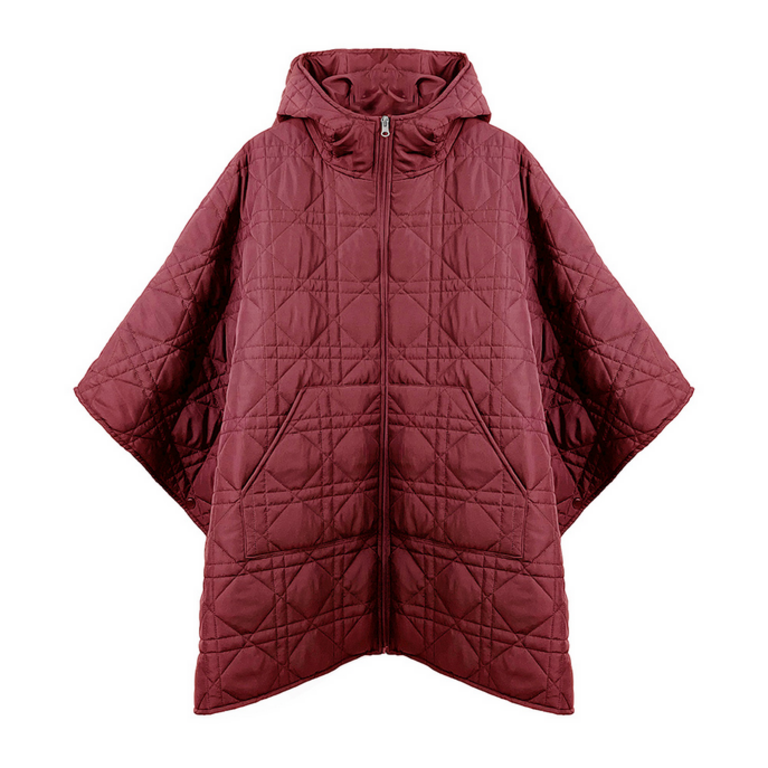 Blue Suede Puffer Cape Poncho One Size