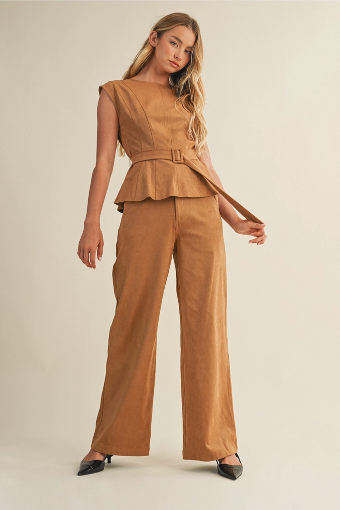 Mustard Seed Faux Suede Straight Pants