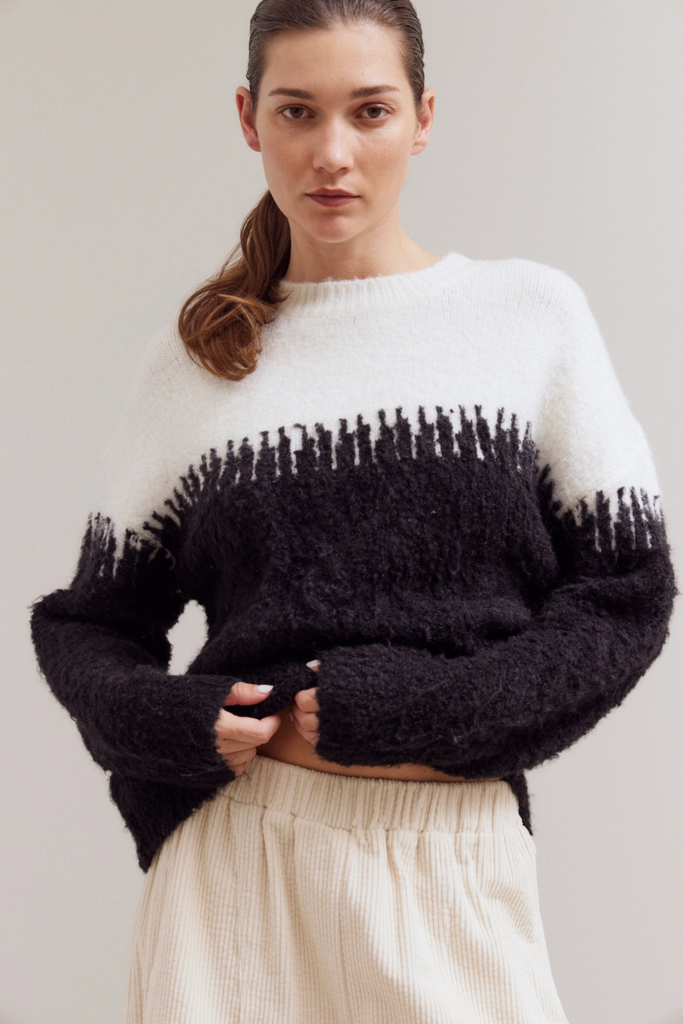 Grade and Gather Abstract Block Print Pattern Sweater