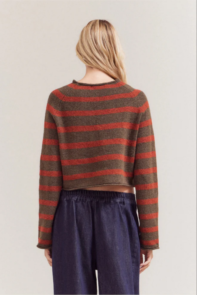 Grade and Gather Striped Mock Neck Knitwear