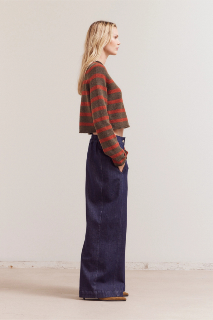 Grade and Gather Striped Mock Neck Knitwear