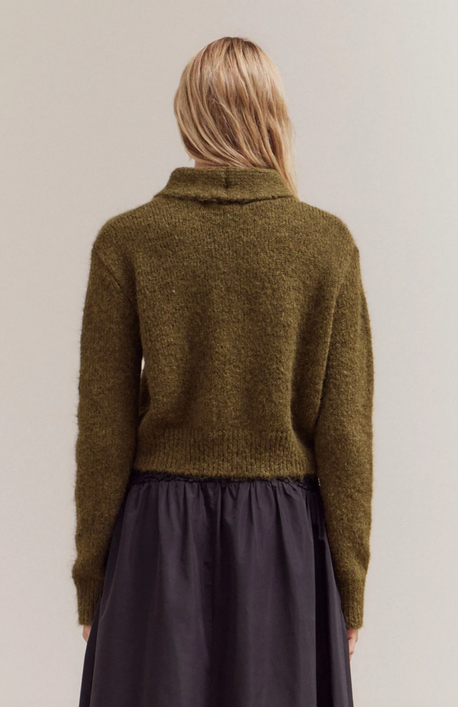 Grade and Gather Button Up Collar Neck Cardigan