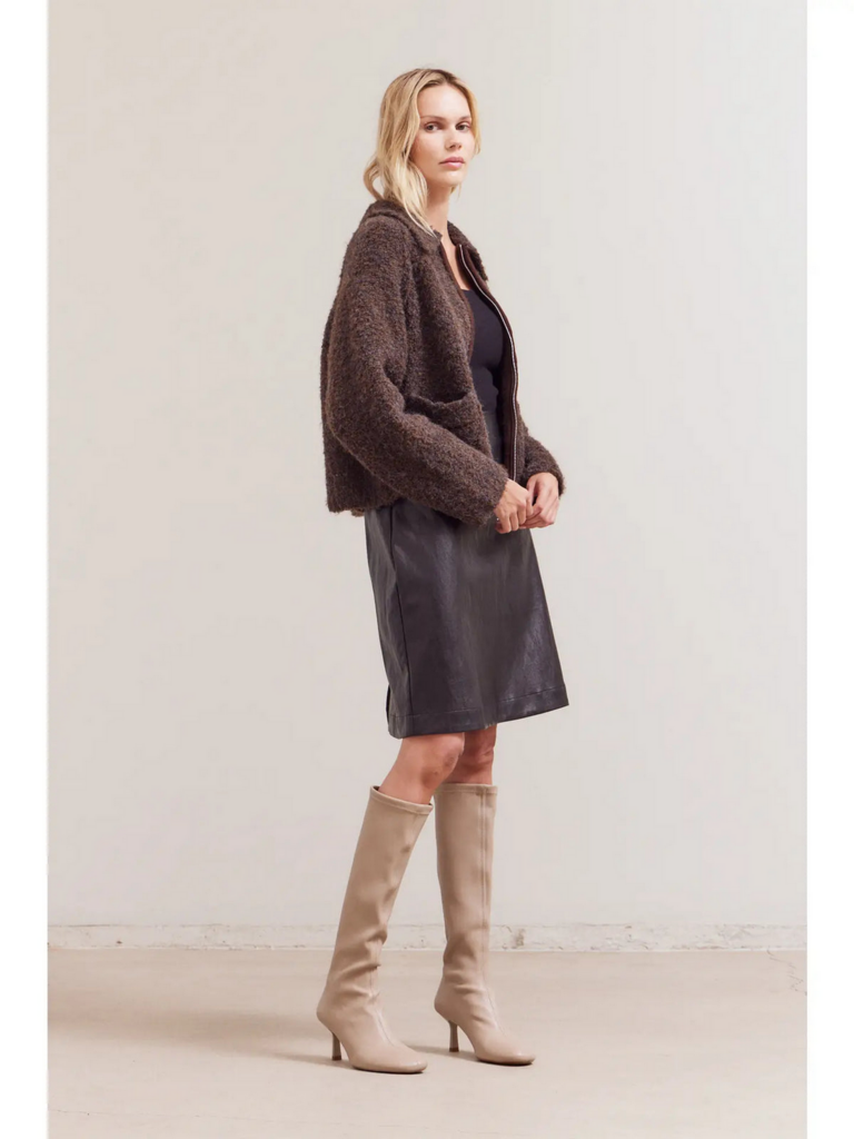 Grade and Gather Knitted Boucle  Zip Up Jacket