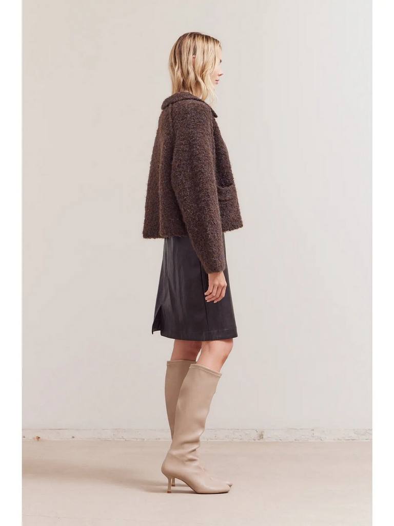 Grade and Gather Knitted Boucle  Zip Up Jacket