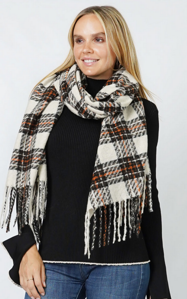Blue Suede Plaid Oblong Scarf