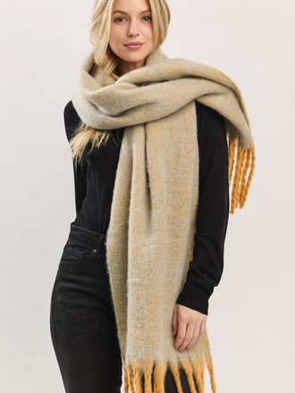 Blue Suede Super Soft Brushed Fringe Scarf