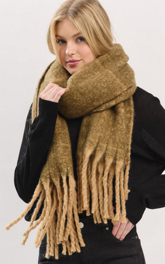 Blue Suede Super Soft Brushed Fringe Scarf