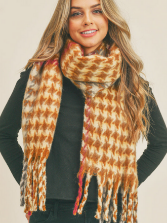 Blue Suede Fuzzy Pinwheel Pattern Oblong Scarf