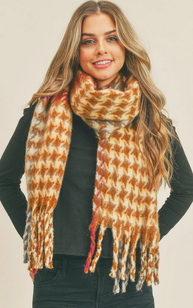 Blue Suede Fuzzy Pinwheel Pattern Oblong Scarf