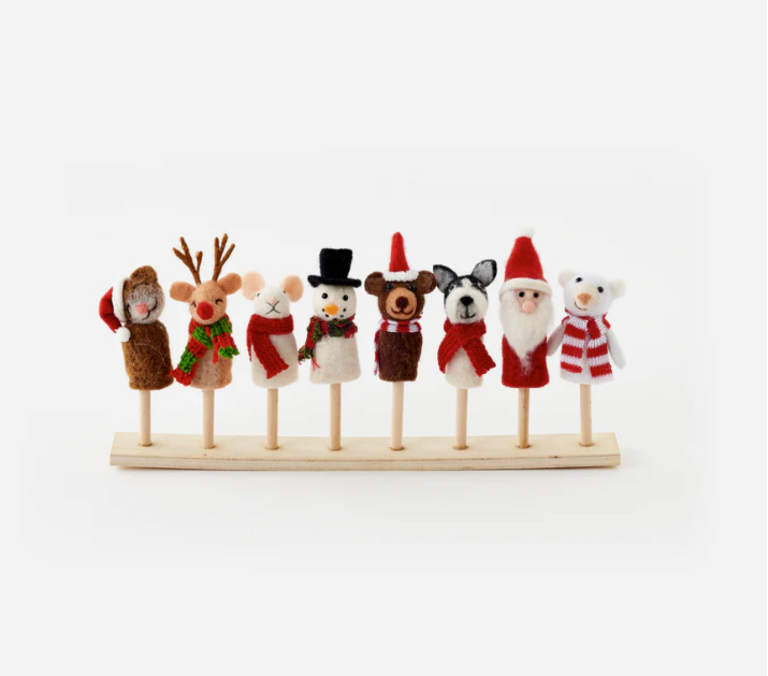 One Hundred 80 Degrees Christmas Finger Puppets - Assorted