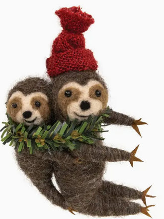 Bright Ideas Sloth and Baby Felted Ornament