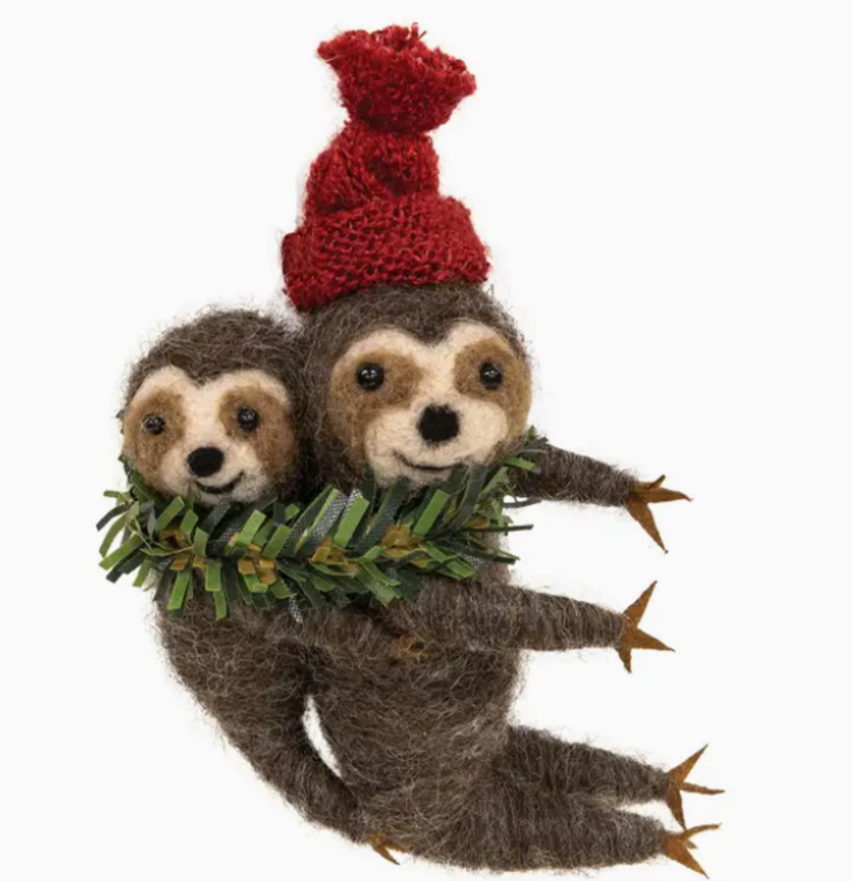 Bright Ideas Sloth and Baby Felted Ornament