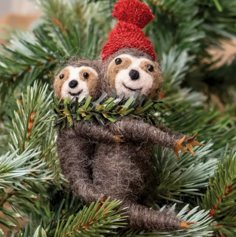 Bright Ideas Sloth and Baby Felted Ornament