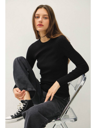 Be Cool Basic Pullover Solid Rib Knit