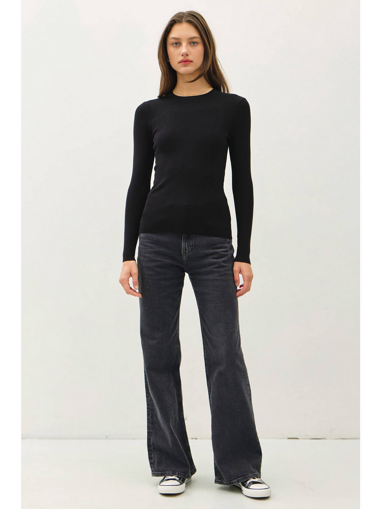 Be Cool Basic Pullover Solid Rib Knit