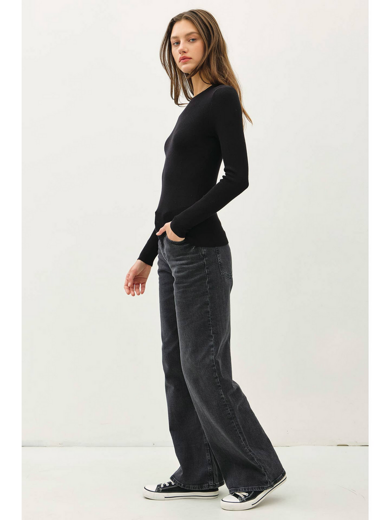 Be Cool Basic Pullover Solid Rib Knit