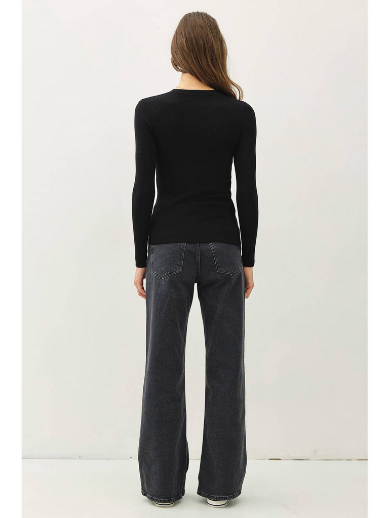 Be Cool Basic Pullover Solid Rib Knit