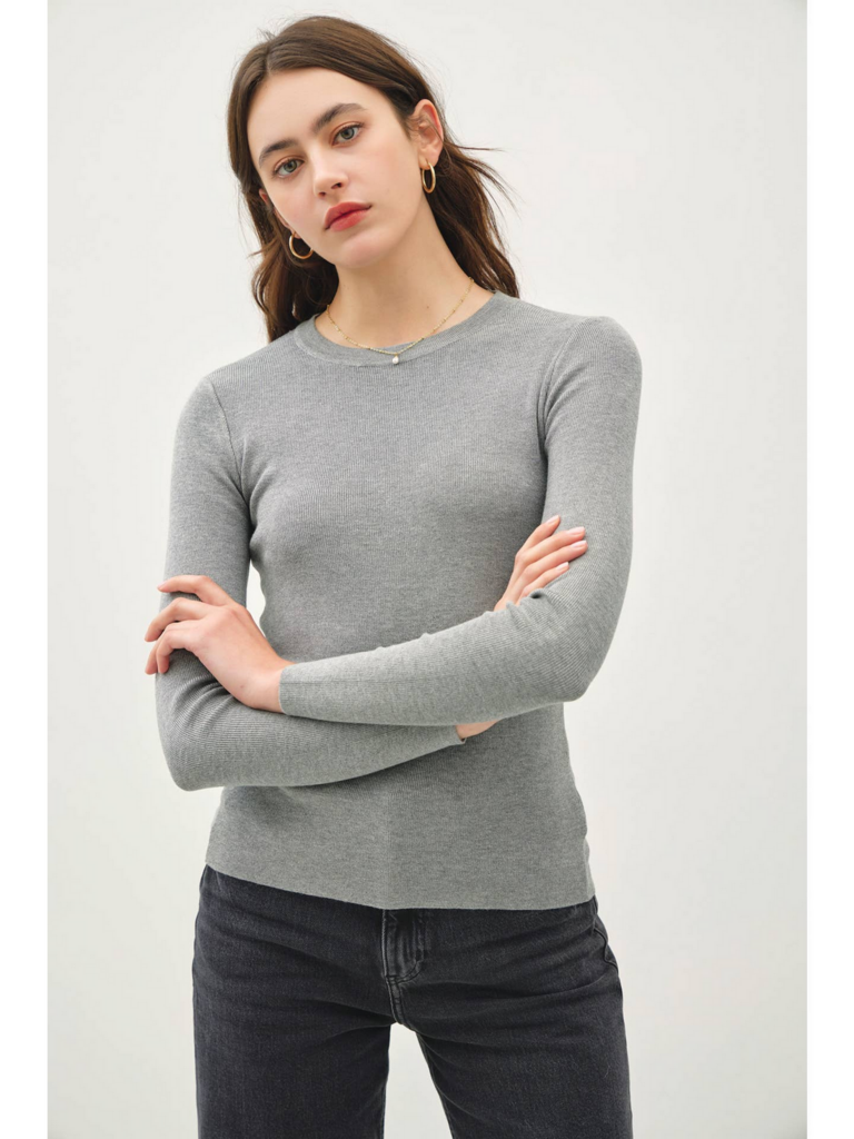 Be Cool Basic Pullover Solid Rib Knit