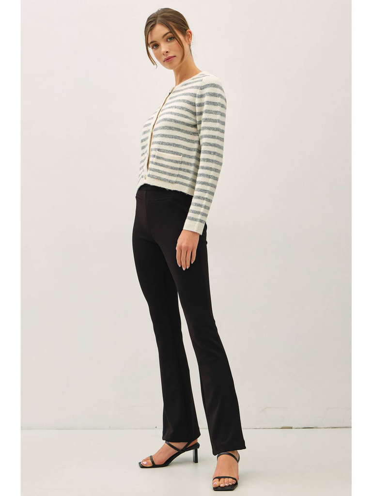 Be Cool Striped Wool Blend Button Up Cardigan