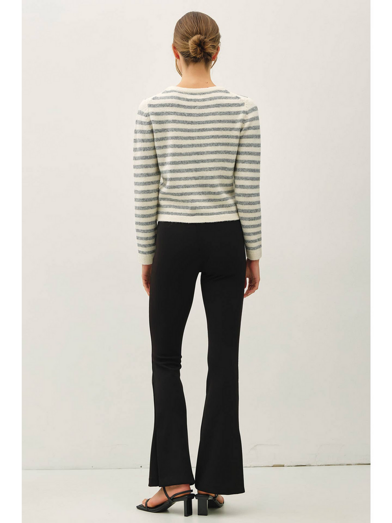 Be Cool Striped Wool Blend Button Up Cardigan