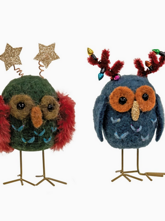 Bright Ideas Christmas Spirit Owl Felted Wool Ornament