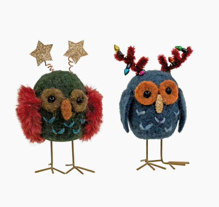 Bright Ideas Christmas Spirit Owl Felted Wool Ornament