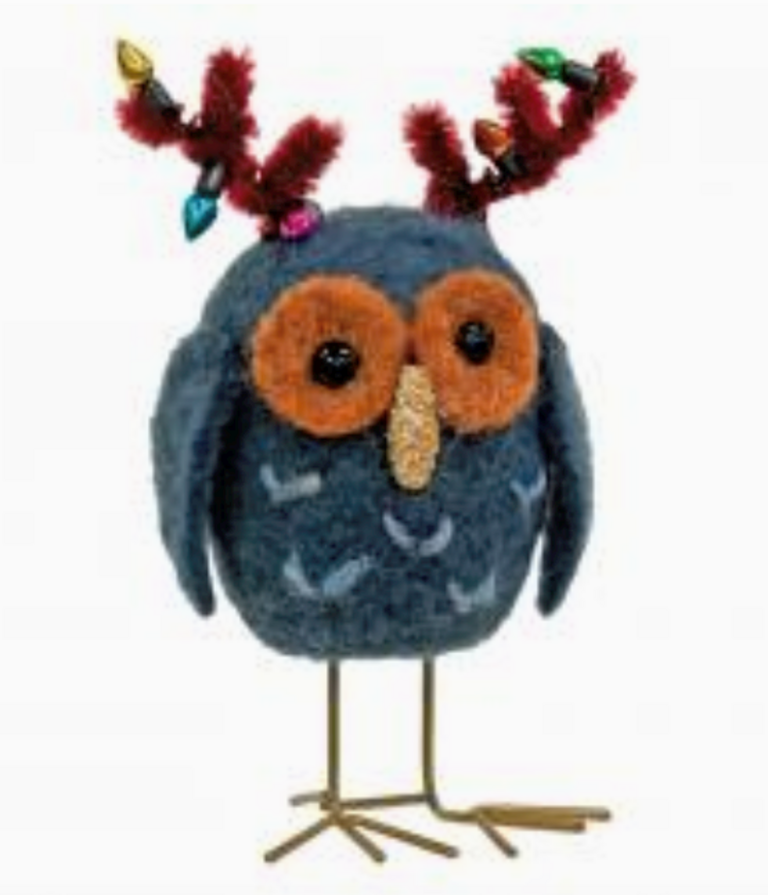 Bright Ideas Christmas Spirit Owl Felted Wool Ornament