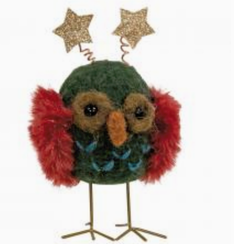 Bright Ideas Christmas Spirit Owl Felted Wool Ornament