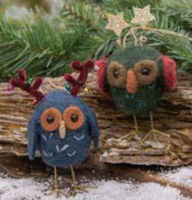 Bright Ideas Christmas Spirit Owl Felted Wool Ornament