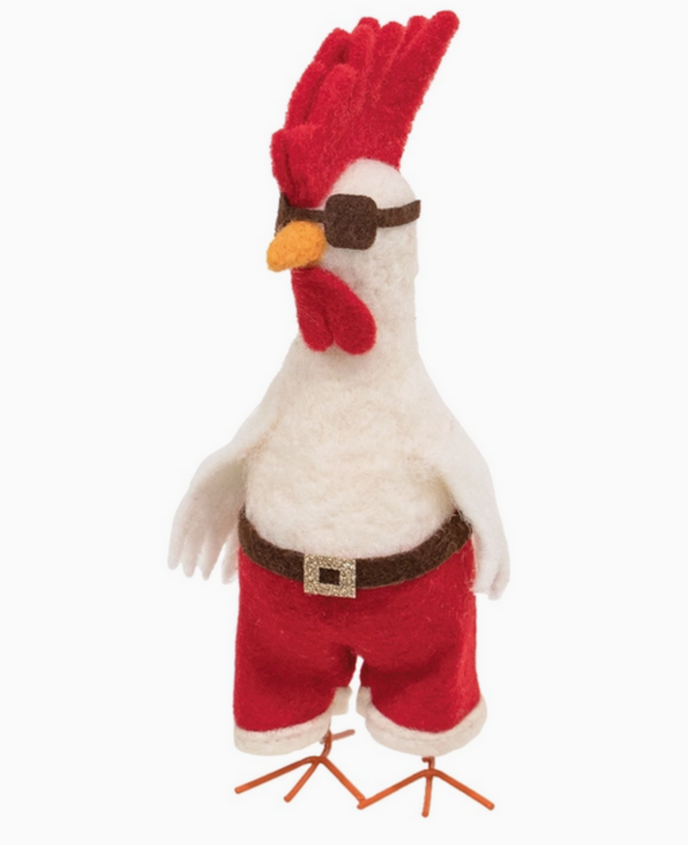 Bright Ideas Santa Chicken Christmas Felted Ornament