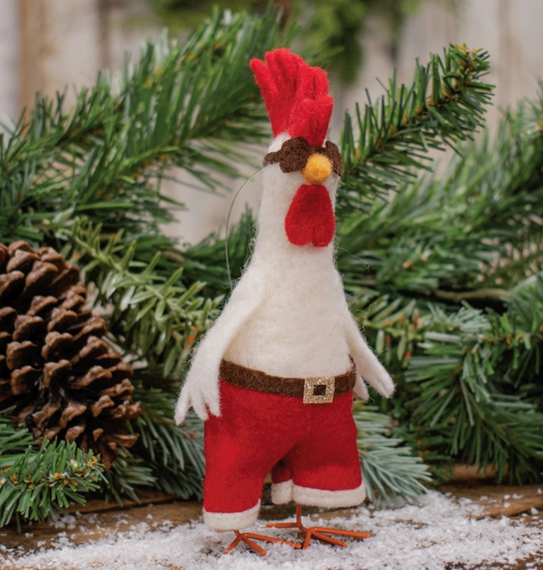 Bright Ideas Santa Chicken Christmas Felted Ornament
