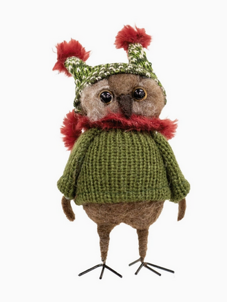 Bright Ideas Cozy Sweater Owl Felted Ornament